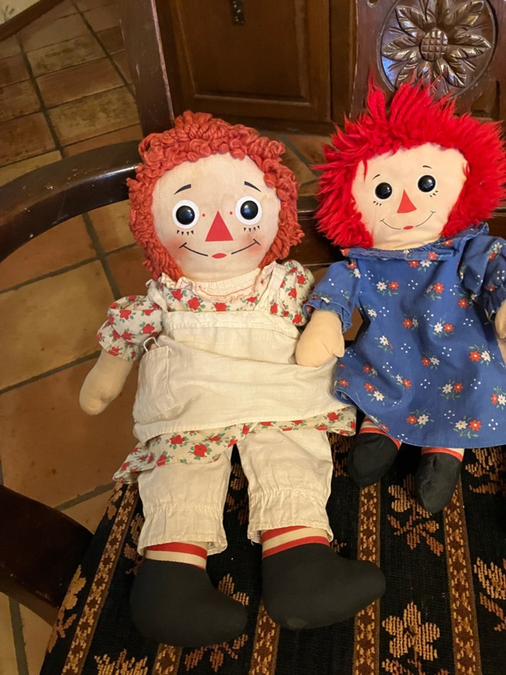 THREE RAGGEDY ANN AND ANDY DOLLS VINTAGE - Picture 2 of 13